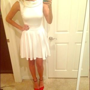 White fit and flare dress