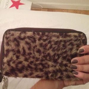 Nicole lee leopard fur wallet