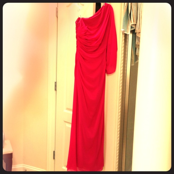 Full length chiffon gown in fushia