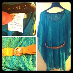 Teal dress with Brown belt