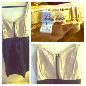 Tan and Black dress with a zipper