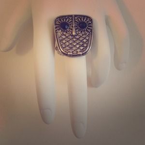 New Silver owl elastic stretch ring