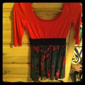 Red floral fit and flare dress