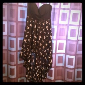 Tube top high low dress with cute little crosses.