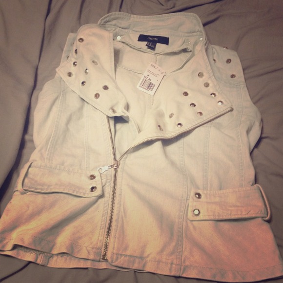 Studded Denim Moto Vest