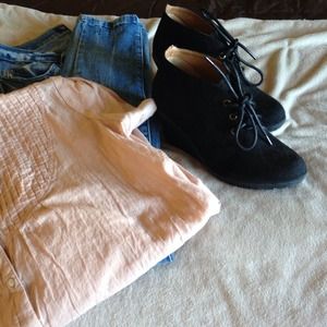 Black bootie wedges!
