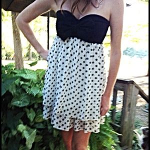 Rue 21 Strapless polka dot dress!