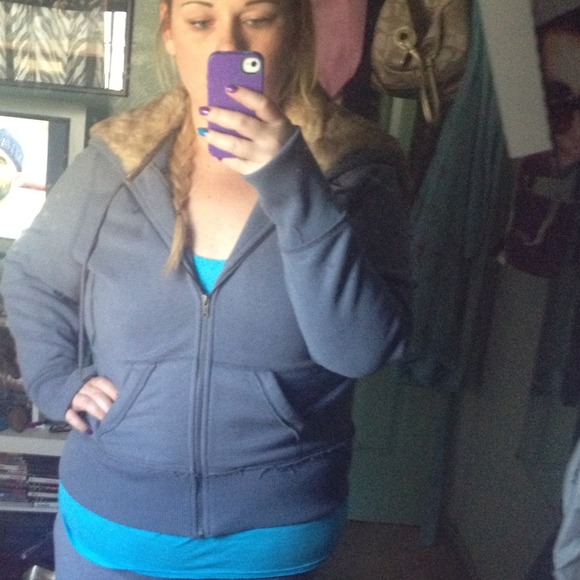 AE fur lined convertible hood zip up