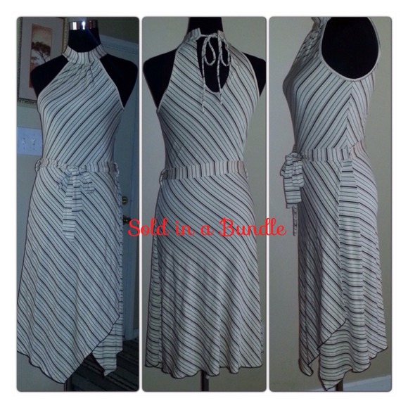 Dresses & Skirts - Sexy and Elegant cream and brown stripe dress