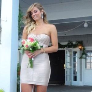 BCBGMaxAzria blush/champagne bandage dress