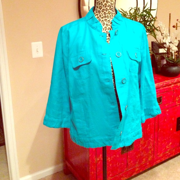NWOT Linen Jacket - Turquoise