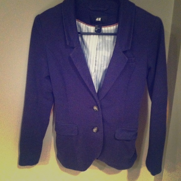 SOLD!!!!!!H&M blue blazer-patchwork elbows!! Cute!