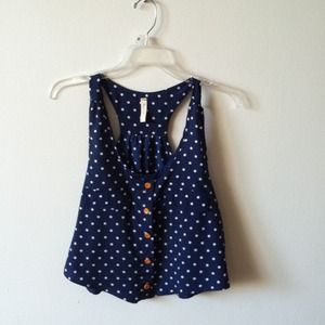 Navy polka dot crop tank