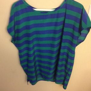 Blue and green silky GAP blouse