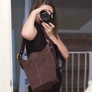 SOLD. Coach brown canvas bucket purse