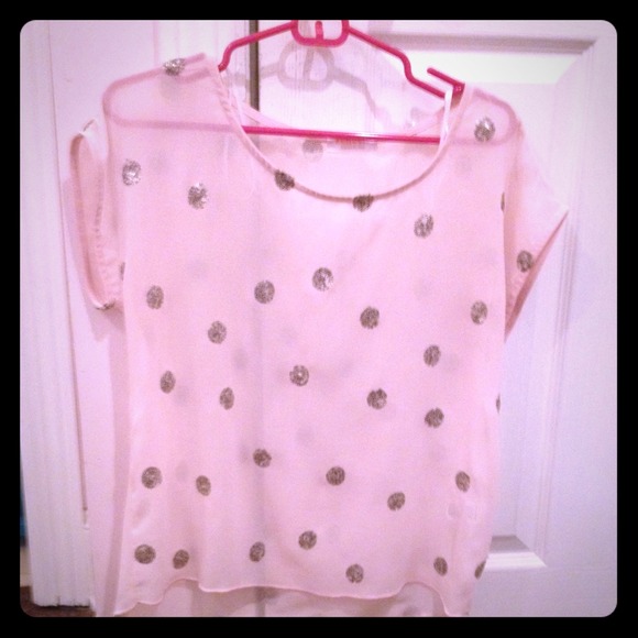 Light pink sheer sequin top