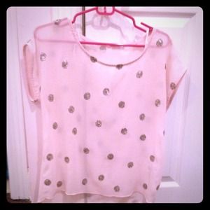 Light pink sheer sequin top