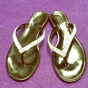 Black Flip Flops with Rhinestones