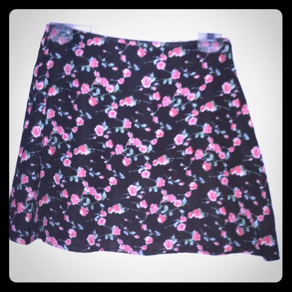 Black Floral Skirt