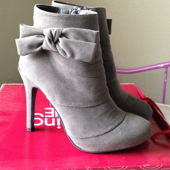 Gray Grey Bow Ankle Boot Booties Charming Charlie
