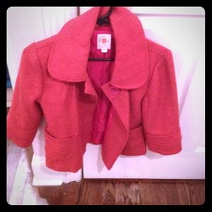 Orange red tweed crop jacket