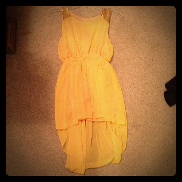 Yellow high low dress