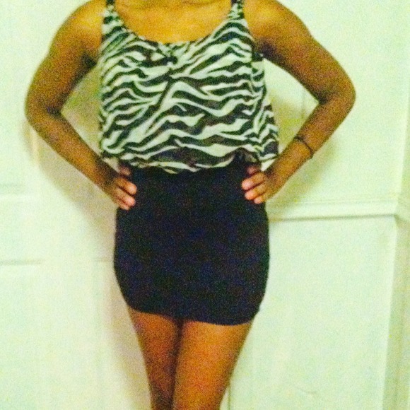 Zebra/black bandage dress.