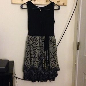 Black leopard dress