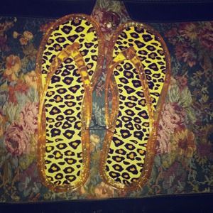 Cheetah Print Flip Flops