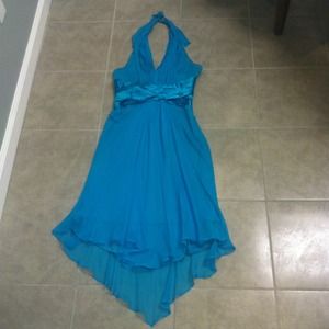 Turquoise blue halter cocktail dress👗