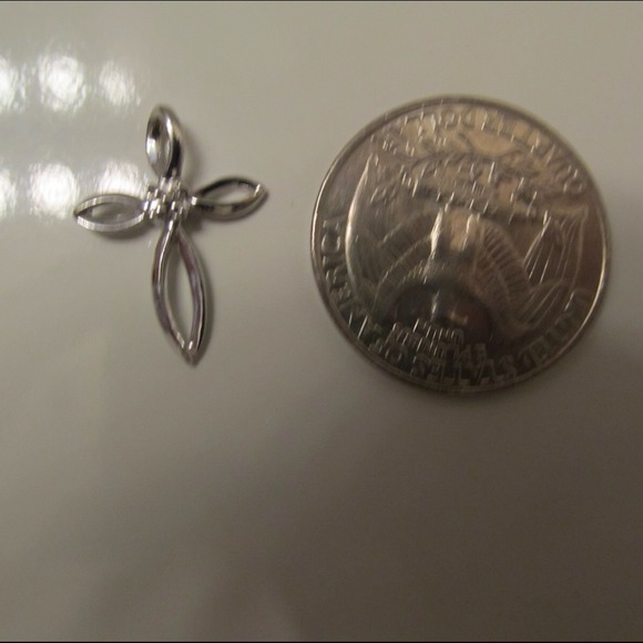 FLASH SALE: 10K white gold freeform cross pendant - Picture 2 of 2