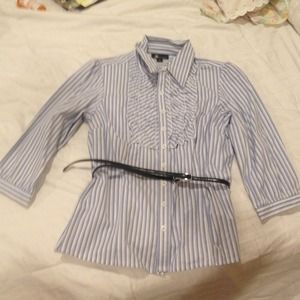 Blue and white striped top w/belt