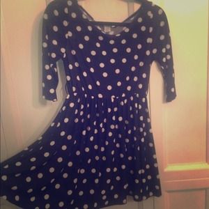 SOLD•💙•Navy blue white polka dot dress