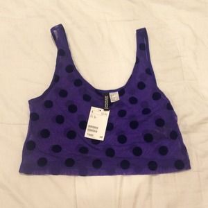 Blue polka dot crop top