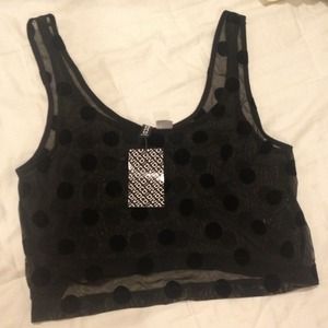 Black polka dot crop top
