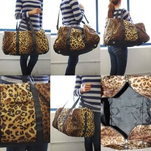 Leopard Faux Fur Duffle Bag