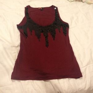 Maroon tank with sequins
