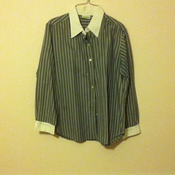 Grey and white button down shirt