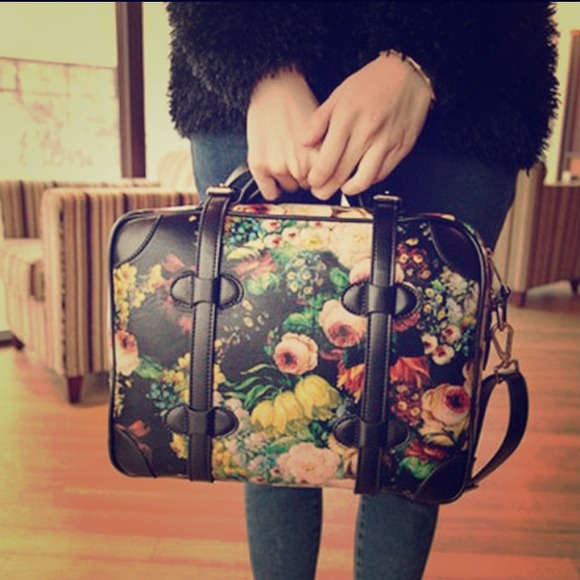 Flower painting messenger bag. Shoulder bag