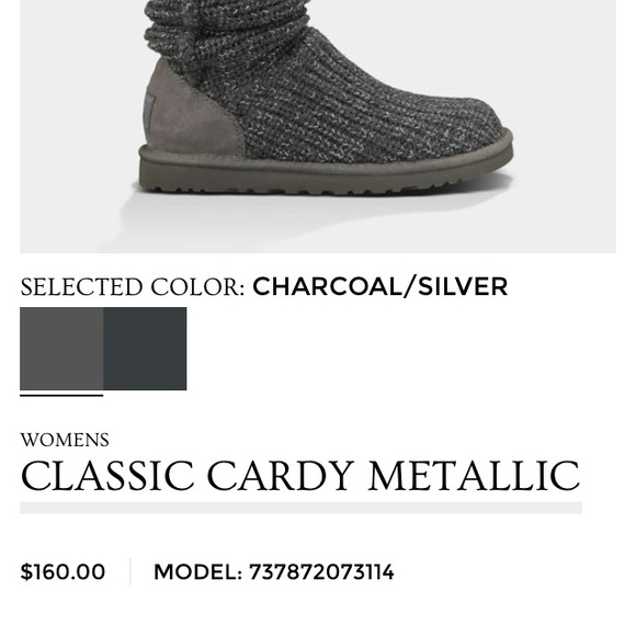 ugg classic cardy charcoal metallic ugg classic cardy charcoal metallic
