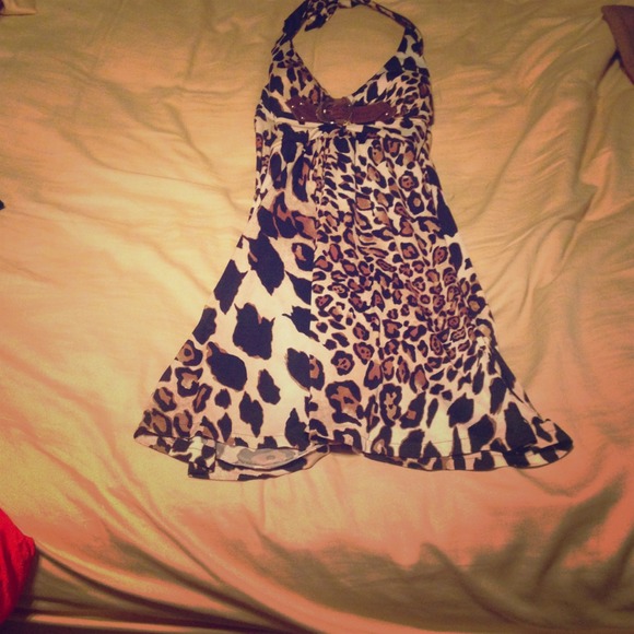 Cheetah print Halter dress by Cache. Worn once!