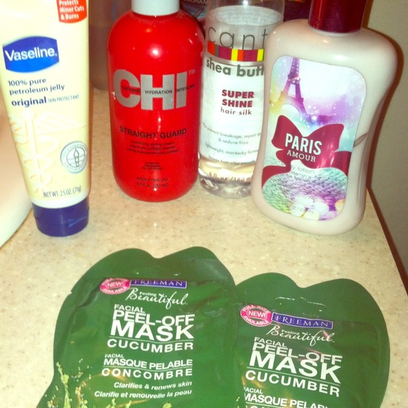 Assorted beauty products.