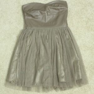 *SOLD* Brown Leather Tulle Cocktail Dress