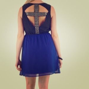 Chiffon Dress with Studded Cross Back Detail.