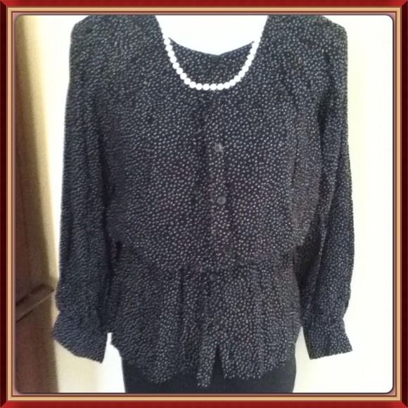 Polka Dot Long Sleeve Blouse - Picture 2 of 3