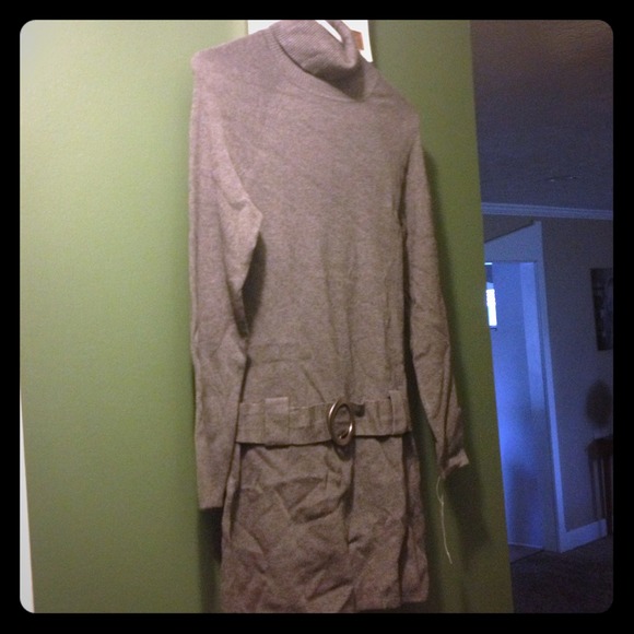 Grey sweater shirt dress