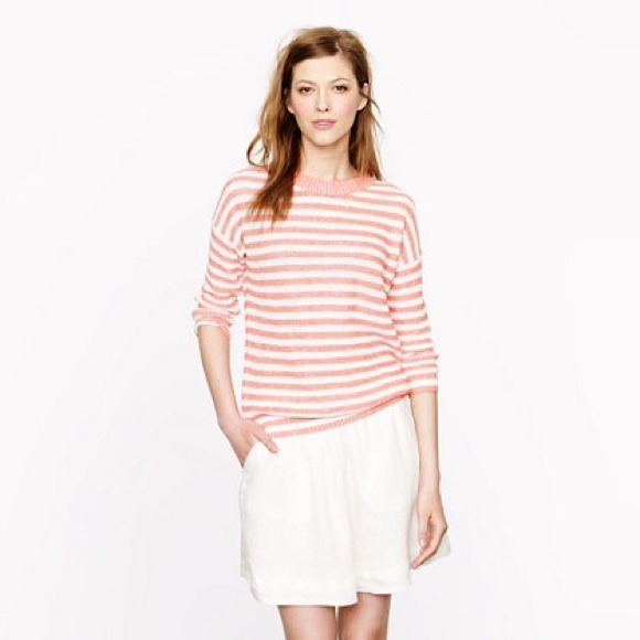 SOLD - J. Crew Coral Stripe Slouchy Sweater