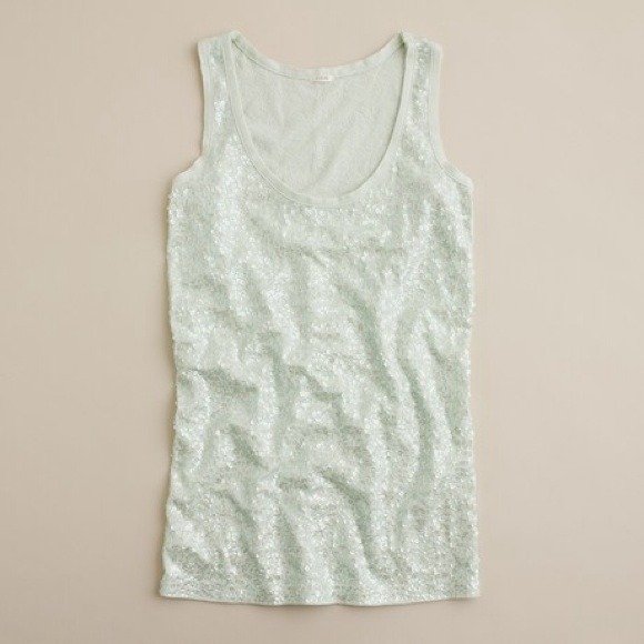 SOLD - J. Crew Sequin Seafoam Green Tank