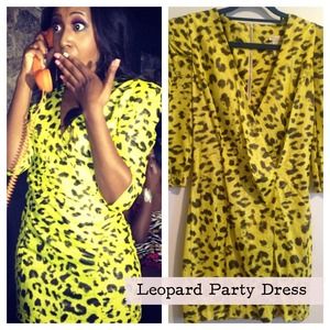 Bright Yellow Leopard Party Dress By Rubber Ducky