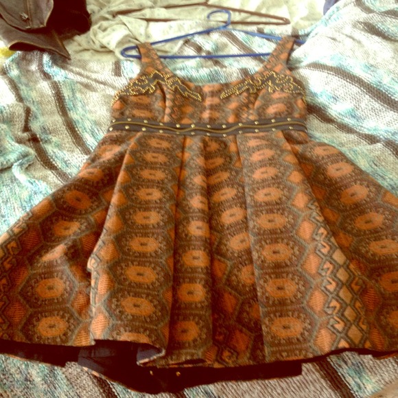Free People Dresses & Skirts - Sold @Ebay Free People leather and brocade dress